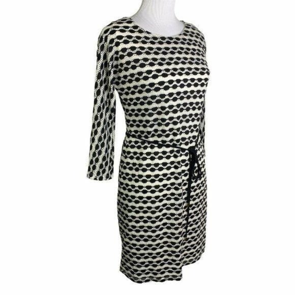 Sandra Darren Black White Lace Long Sleeve Dress - Picture 4 of 9